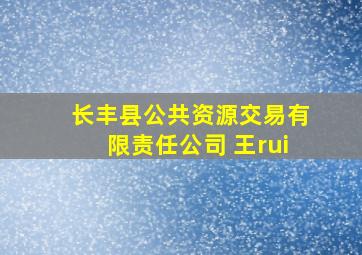 长丰县公共资源交易有限责任公司 王rui